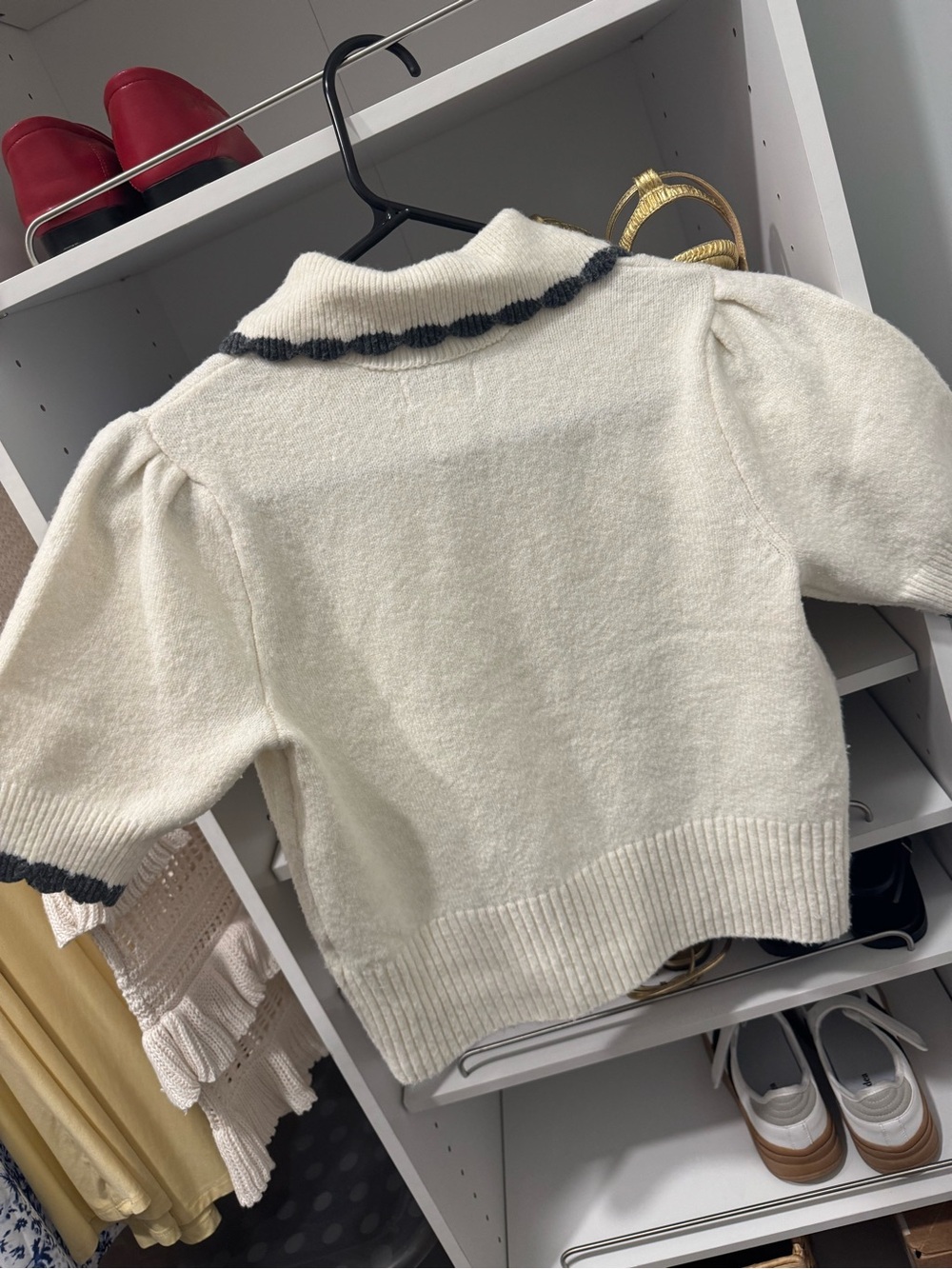 Song of Style Cream Knit Peter Pan Collar Sweater with Gray Trim - Picture 3 of 3